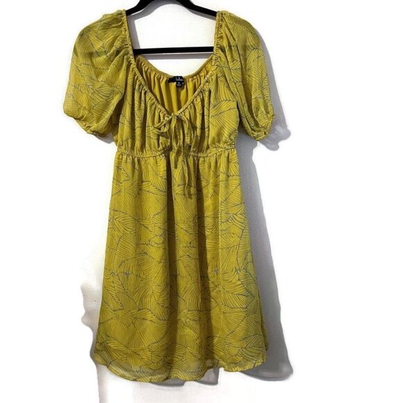 LULUS DRESS WOMENS YELLOW WITH GRAY SIZE M - Picture 1 of 13